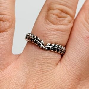 Pandora Wheat grains wishbone silver ring